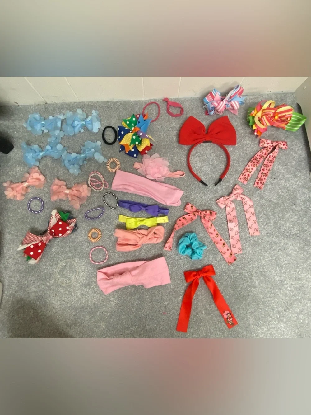 Kids Red Bow Headband and Mixed Color Hair Accessories Set